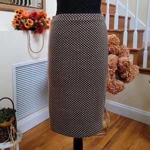 Black & Beige/Tan Patterned Pencil Skirt
